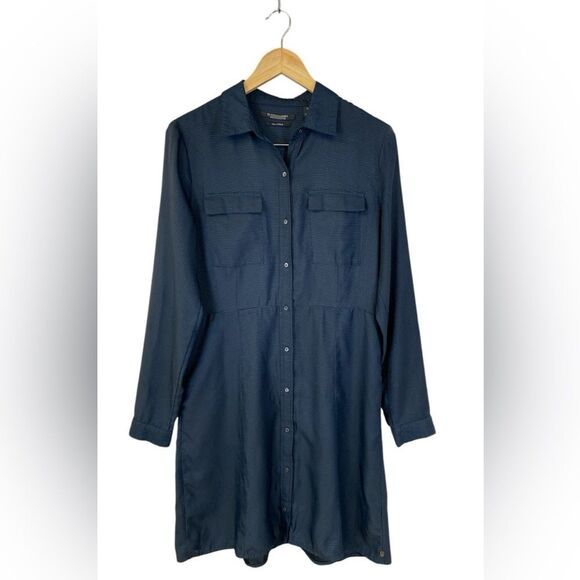 Scotch & Soda Maison Scotch Dark Blue Shirt Dress with Pin Stripes Size M - Picture 3 of 11